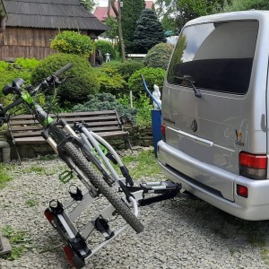 Bagażnik rowerowy na hak - 3, 4 rowery, pełne otwarcie klapy, Volkswagen T4 Multivan, California, Caravelle