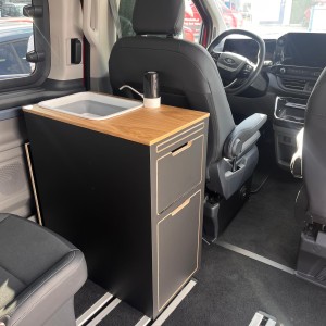 Szafka turystyczna, Szafka kuchenna do gotowania, Szafka na Laptopa za fotel kierowcy - Nowy Ford Tourneo Custom, Ford Transit Custom